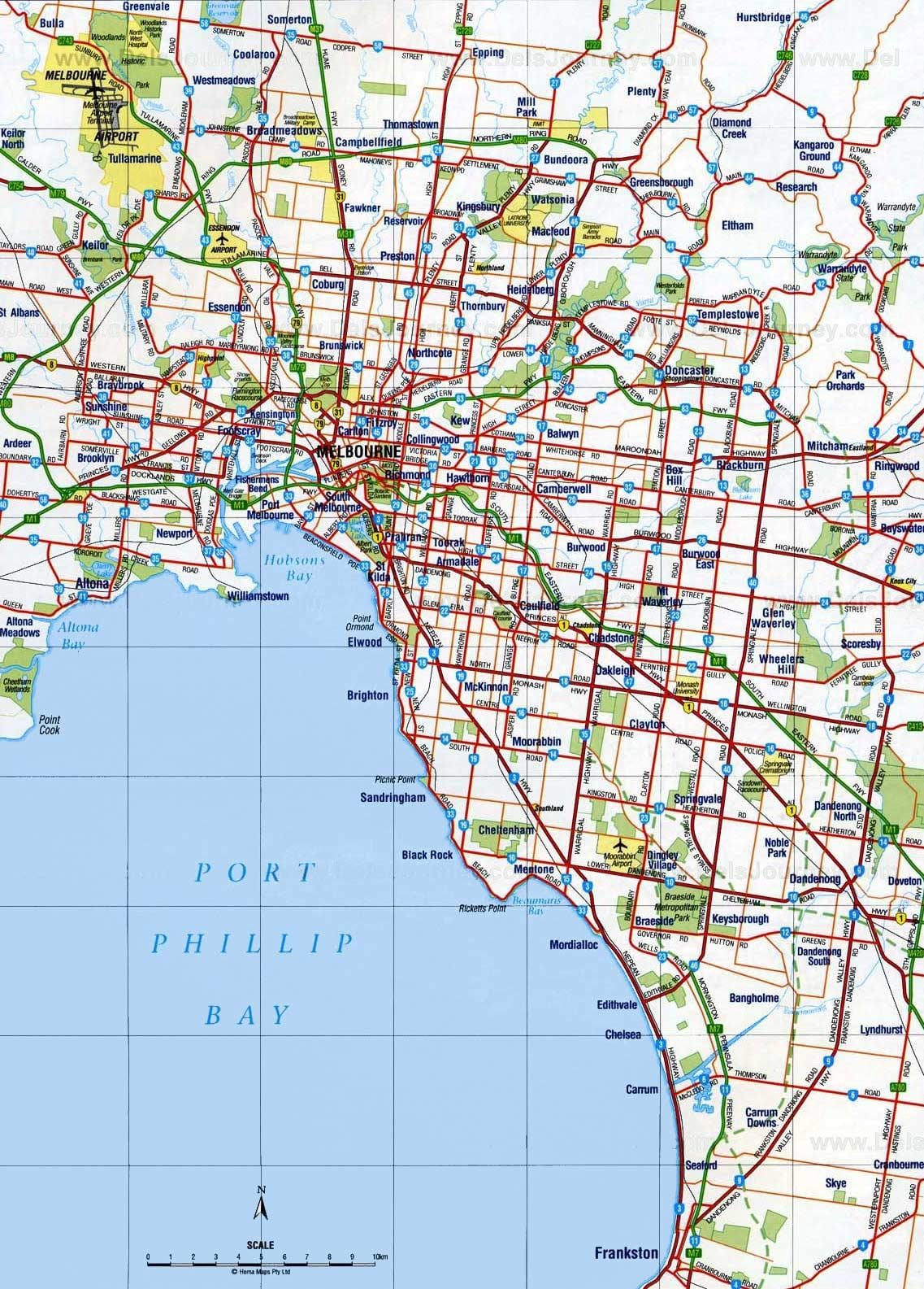 メルボルンの道路地図
