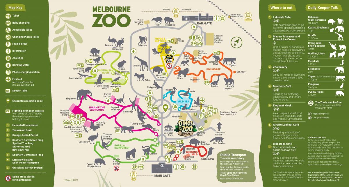メルボルンの動物園の地図