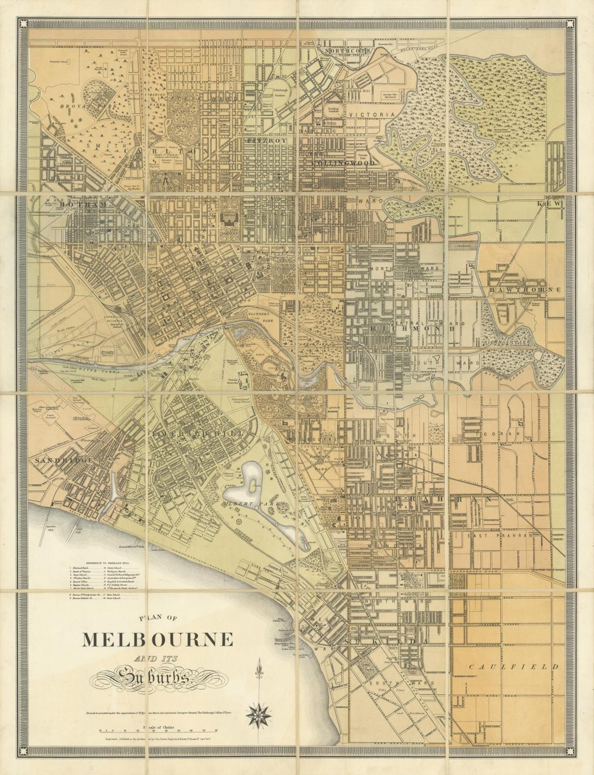 メルボルンの歴史的な地図