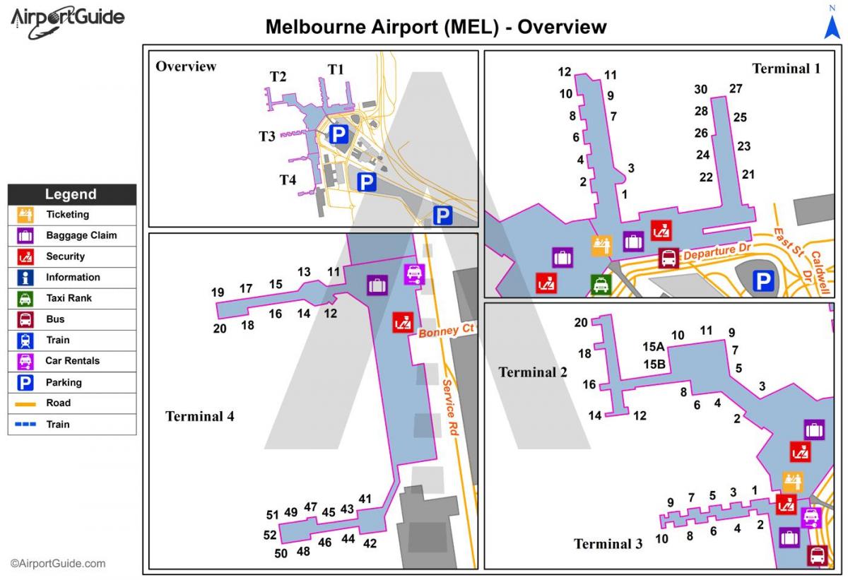 メルボルン空港ターミナルマップ